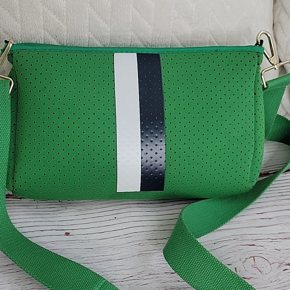 Neoprene Striped Crossbody Perforated Bag